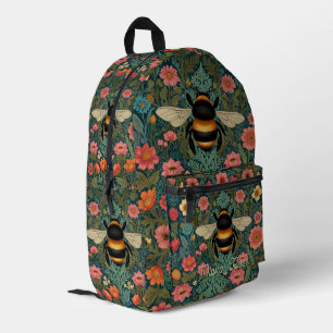 Mochila Impresa Elegantes florales boho retro de abeja primavera