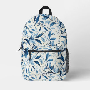 Mochila Impresa Elegantes hojas de paisley azul - fondo blanco (1)
