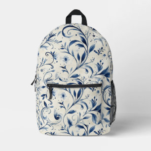 Mochila Impresa Elegantes hojas de paisley azul - fondo blanco (2)