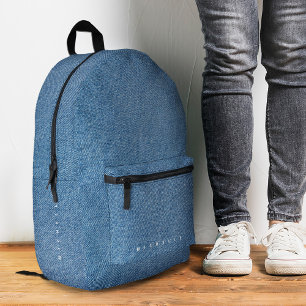 Mochila Impresa Elegantes Jeans Minimalistas de Denim Blue