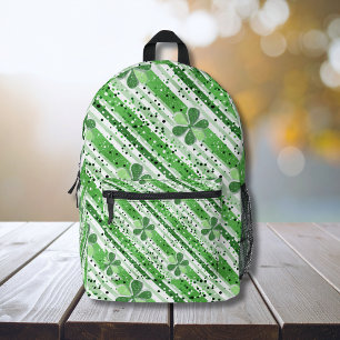 Mochila Impresa Elegantes Rayas Blancas y Verdes con Brillo de Tré
