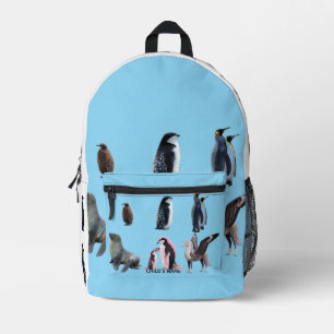 Mochila Impresa Elija 6 Animales Antárticos Personalizados Escuela