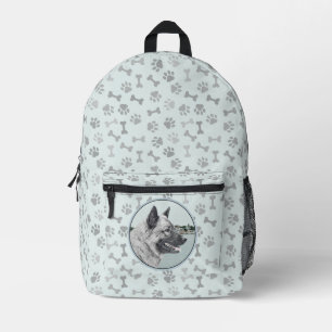 Mochila Impresa Elkhound noruego en pintura de aldea - Arte de per