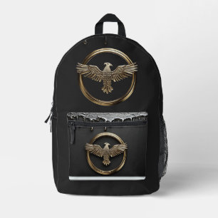 Mochila Impresa Emblema de Águila Dorada con Alas Extendidas