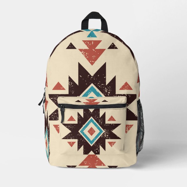 Mochila Impresa Emblema de Diamante Boho (Anverso)