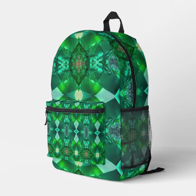 Mochila Impresa Emerald Green Gemstone Magical Mystical Trippy (Esquina derecha trasera )