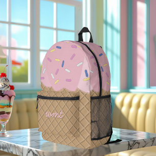 Mochila impresa en monograma de crema de hielo ros