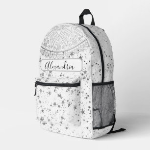 Mochila Impresa Encantador Mandala con estrellas plateadas persona