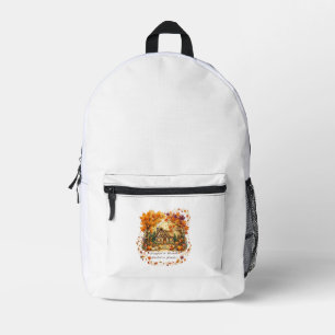 Mochila Impresa Encantadora Casa de Campo de Otoño Arte en Acuarel