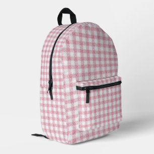 Mochila Impresa Encanto de Gingham Rosa y Blanco aterciopelado