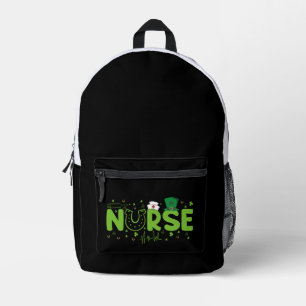 Mochila Impresa Enfermera irlandesa estetoscopio bata día de San P