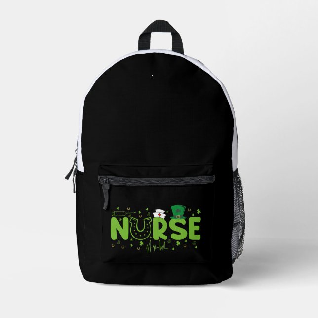 Mochila Impresa Enfermera irlandesa Stethoscope Scrub Patricks (Anverso)