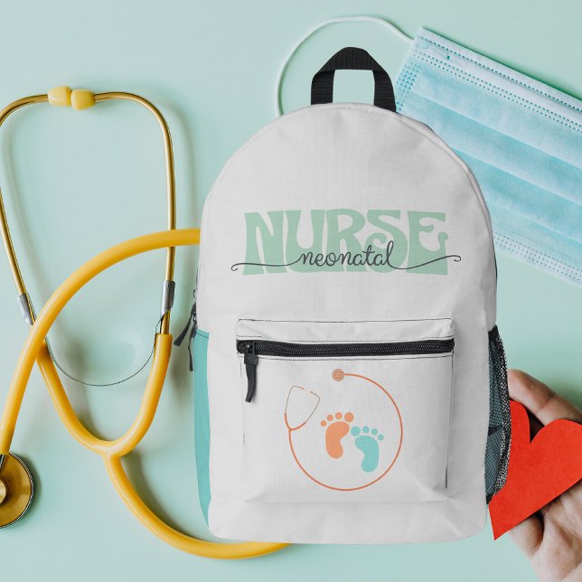 Mochila Impresa Enfermera Nombre médico personal neonatal en (Subido por el creador)