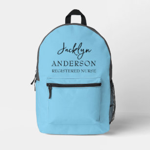 Mochila Impresa Enfermera Personalizado azul claro elegante