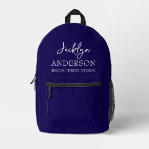 Mochila Impresa Enfermera Personalizado azul de la marina elegante