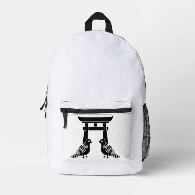 Mochila Impresa Enfrentando palomas y Torii (Anverso)
