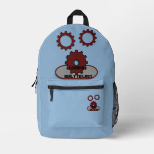 Mochila Impresa Engranajes de Ingeniería Azul "Construidos para Du
