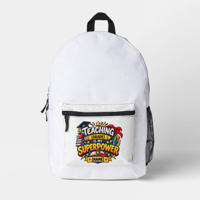 Mochila Impresa Enseñar es mi superpoder (Anverso)