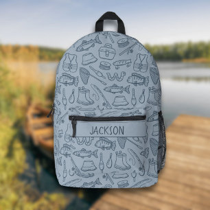 Mochila Impresa Equipo de Pesca para Niños Senderismo Camping Nomb