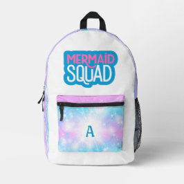 Mochila Impresa Equipo de Sirena Personalizado Rosa y Azul 
