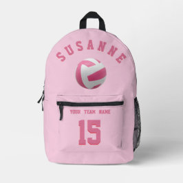 Mochila Impresa Equipo de voleibol Nombre Personalizado Rosa depor