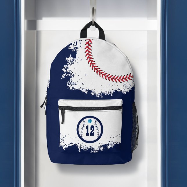 Mochila Impresa Equipo Deportivo de Béisbol Jugador Jersey Número  (Baseball Sports Team Player Jersey Number Navy Printed Backpack)