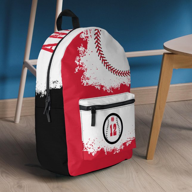 Mochila Impresa Equipo Deportivo de Béisbol Jugador Jersey Número  (Baseball Sports Team Player Jersey Number Red Printed Backpack)
