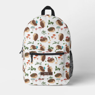 Mochila Impresa Erizo Lindo Hongo Bosque Animalitos Niños