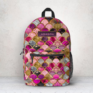 Mochila Impresa Escala de sirena de oro rosa caliente y suave