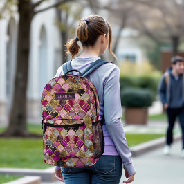 Mochila Impresa Escala de sirena de oro rosa caliente y suave