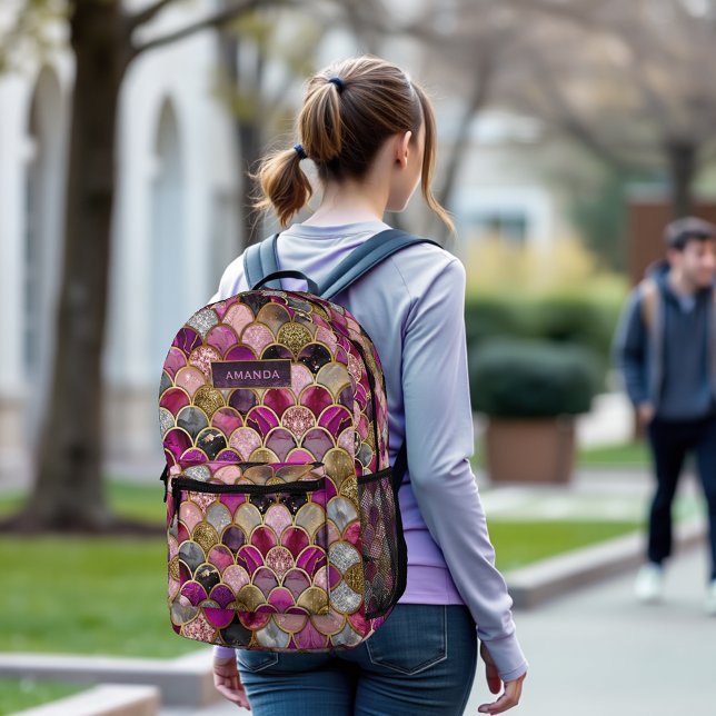 Mochila Impresa Escala de sirena de oro rosa caliente y suave (Subido por el creador)