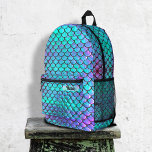 Mochila Impresa escala simulado de sirena de iridescencia<br><div class="desc">mochila de escala de mermaid</div>