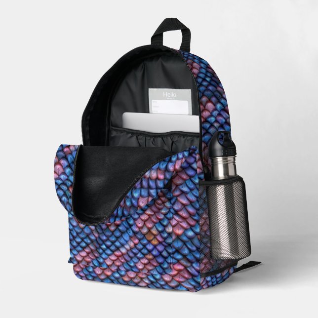 Mochila Impresa Escalas de Sirenas (Esquina trasera derecha (abierta))