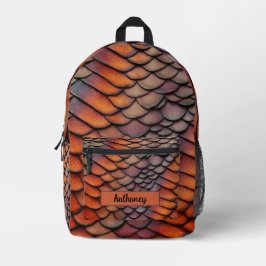 Mochila Impresa Escamas de dragón 3D modernas y geniales con nombr