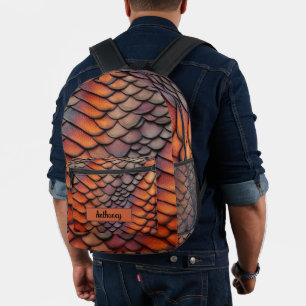 Mochila Impresa Escamas de dragón 3D modernas y geniales con nombr
