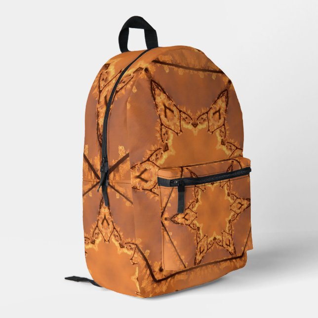Mochila Impresa Escarcha Naranja Kaleidoscope y estrellas (Esquina izquierda trasera)