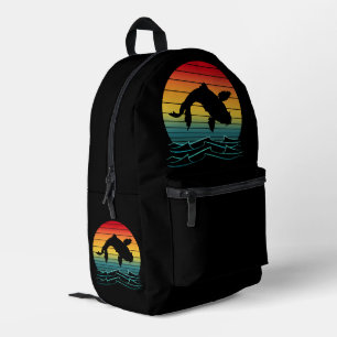 Mochila Impresa Escenario del atardecer de peces koi vintage