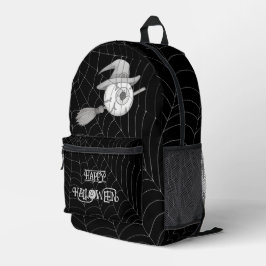 Mochila Impresa escoba de brujas de Halloween, ojo temible, telara
