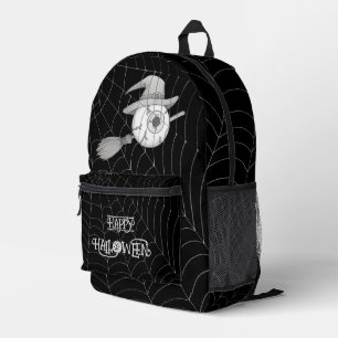 Mochila Impresa escoba de brujas de Halloween, ojo temible, telara