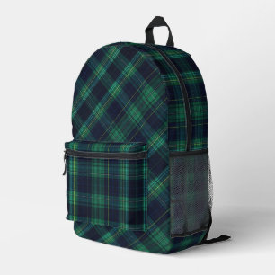 Mochila Impresa Escocia verde y azul Tartán Plaid