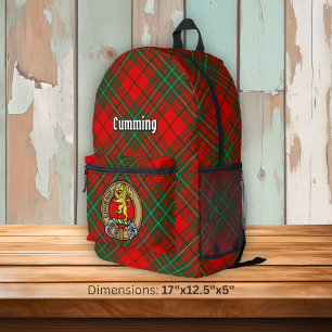 Mochila Impresa Escudo de armas del Clan Cumming sobre tartán