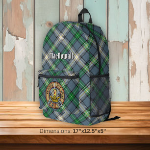Mochila Impresa Escudo de armas del Clan MacDowall sobre tartán