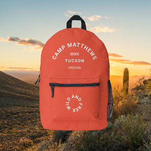 Mochila Impresa Escudo de Naranja quemado de viaje de camping fami
