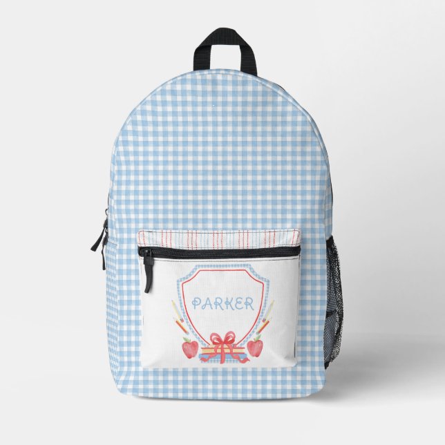 Mochila Impresa Escudo escolar | Escuela de Grado Gingham (Anverso)
