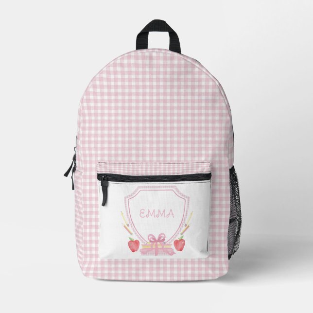 Mochila Impresa Escudo escolar | Escuela de Grado Gingham (Anverso)