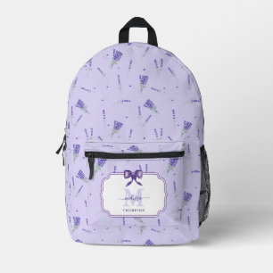 Mochila Impresa Escuela Botánica Floral de Flor Silvestre Lila Lav