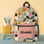 Mochila Impresa Escuela de Chicas de Patrones Florales de Colores<br><div class="desc">Personalice esta mochila floral rosa linda para que sus chicas regresen a los suministros escolares. Diseñado para ti por Blackberry Boulevard.</div>