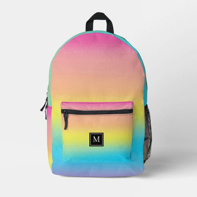 Mochila Impresa Escuela de Monograma Arcoiris Girona (Anverso)