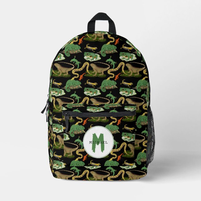 Mochila Impresa Escuela Monograma Reptile, Lizards & Amphibians pa (Anverso)