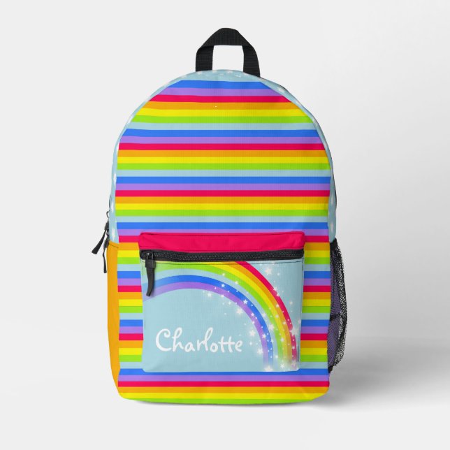 Mochila Impresa Escuela personalizada de niños con cielo azul arco (Anverso)